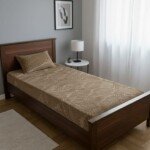 DRAP HOUSSE AVEC COUSSIN MARQUE ABM 1 place 160*230 MARRON - motif feuillage