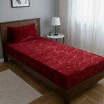 DRAP HOUSSE AVEC COUSSIN MARQUE ABM 1 place 160*230 ROUGE BORDEAUX