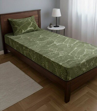 DRAP HOUSSE AVEC COUSSIN MARQUE ABM 1 place 160*230 VERT D'EAU