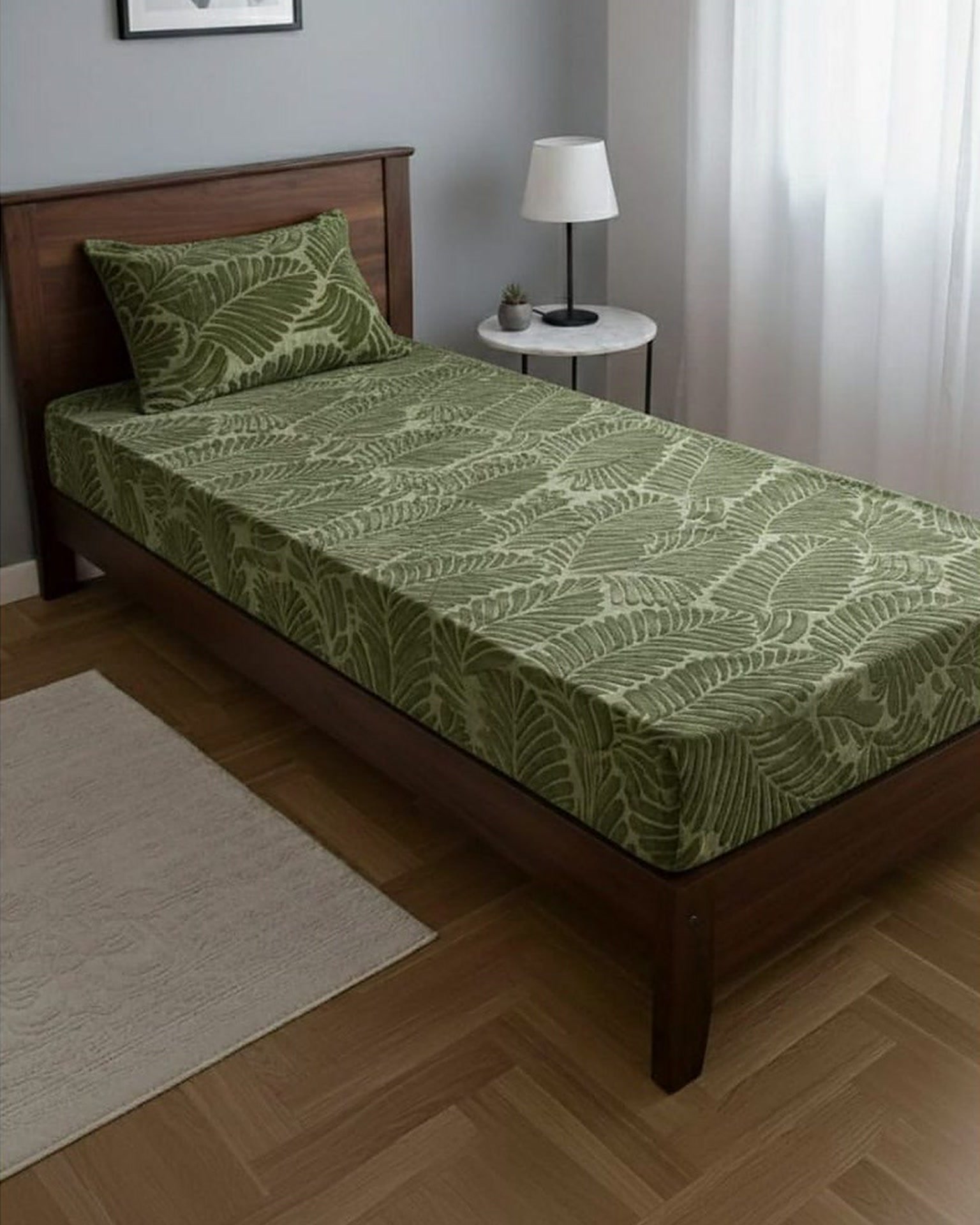 Drap housse place - DRAP HOUSSE AVEC COUSSIN MARQUE ABM 1 place 160*230 VERT D'EAU