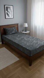 DRAP HOUSSE AVEC COUSSIN MARQUE ABM 1 place 160*230 GRIS Foncée