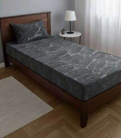 DRAP HOUSSE AVEC COUSSIN MARQUE ABM 1 place 160*230 GRIS Foncée