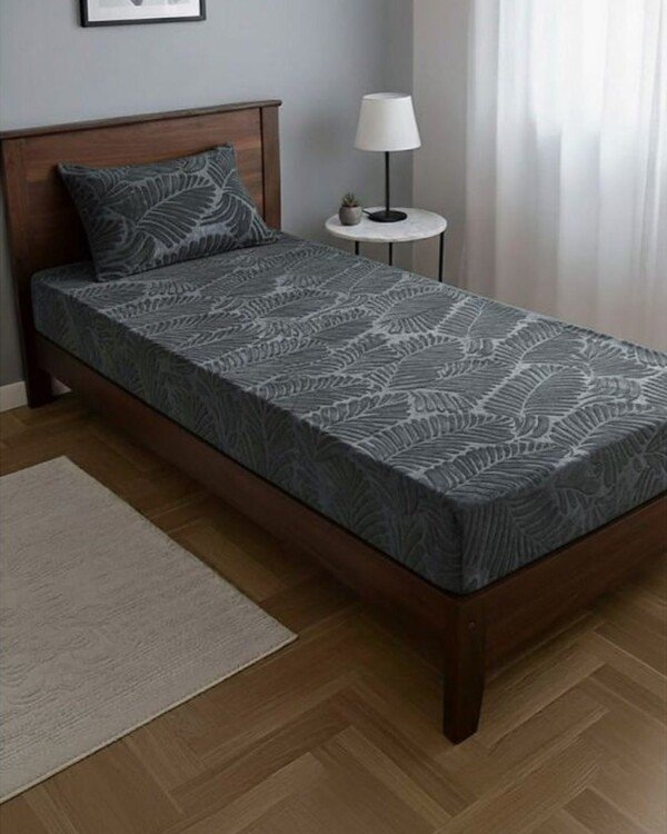 DRAP HOUSSE AVEC COUSSIN MARQUE ABM 1 place 160*230 GRIS Foncée