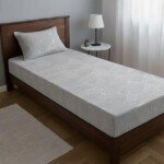 DRAP HOUSSE AVEC COUSSIN MARQUE ABM 1 place 160*230 GRIS CLAIR