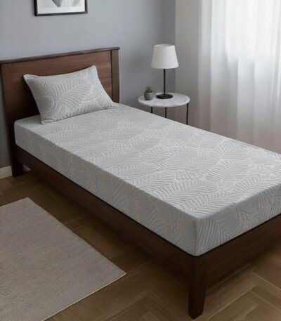 DRAP HOUSSE AVEC COUSSIN MARQUE ABM 1 place 160*230 GRIS CLAIR