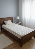 DRAP HOUSSE AVEC COUSSIN MARQUE ABM 1 place 160*230 BLANC CASSÉ