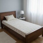 DRAP HOUSSE AVEC COUSSIN MARQUE ABM 1 place 160*230 BLANC CASSÉ