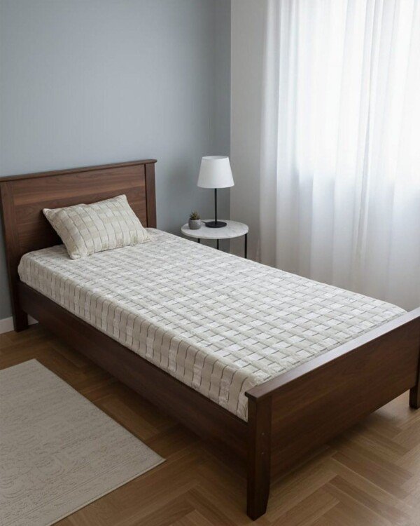 DRAP HOUSSE AVEC COUSSIN MARQUE ABM 1 place 160*230 BLANC CASSÉ