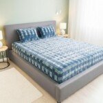 DRAP HOUSSE AVEC COUSSIN MARQUE ABM 2 places 220*240 BLEU CIEL