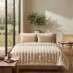 Pack couvre-lit 6 pièces ABM king size - fourrure et velours - Beige