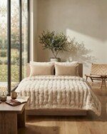 Pack couvre-lit 6 pièces ABM king size - fourrure et velours - Beige