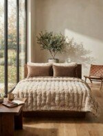 Pack couvre-lit 6 pièces ABM king size - fourrure et velours - Caramel