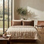 Pack couvre-lit 6 pièces ABM king size - fourrure et velours - Caramel