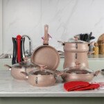 MARQUE Lines – Batterie de Cuisine 20 Pièces Granite Beige