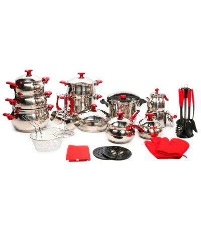 Batterie De Cuisine 38 Pièces Inox MARQUE Lines ROUGE