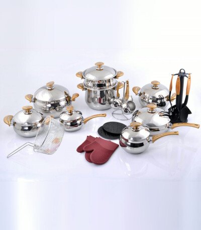 Batterie De Cuisine 32 Pièces Inox MARQUE Lines DORE