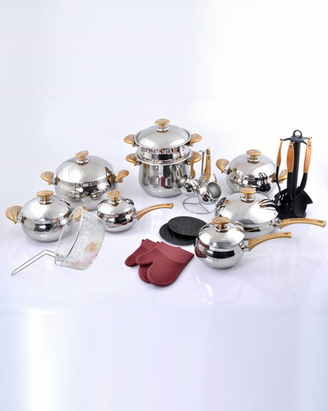 Batterie De Cuisine 32 Pièces Inox MARQUE Lines DORE