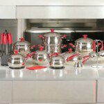 Batterie De Cuisine 32 Pièces Inox MARQUE Lines ROUGE