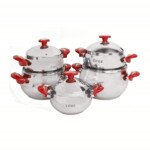 Batterie de Cuisine Inox MARQUE Lines 10 Pièces Rouge