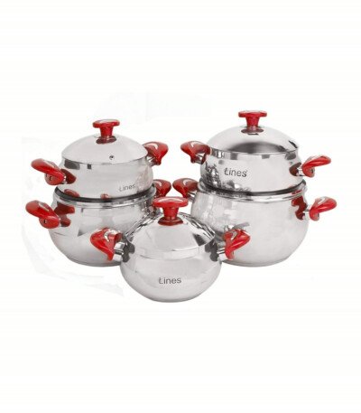 Batterie de Cuisine Inox MARQUE Lines 10 Pièces Rouge
