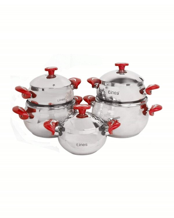 Batterie de Cuisine Inox MARQUE Lines 10 Pièces Rouge