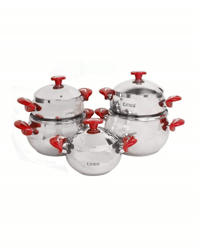 Batterie de Cuisine Inox MARQUE Lines 10 Pièces Rouge