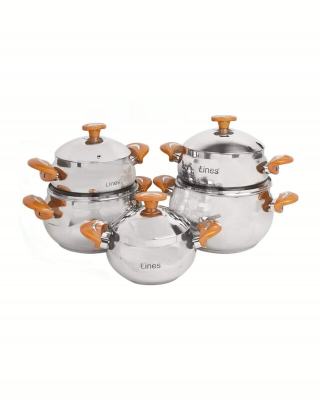 Batterie de Cuisine Inox MARQUE Lines 10 Pièces DORE