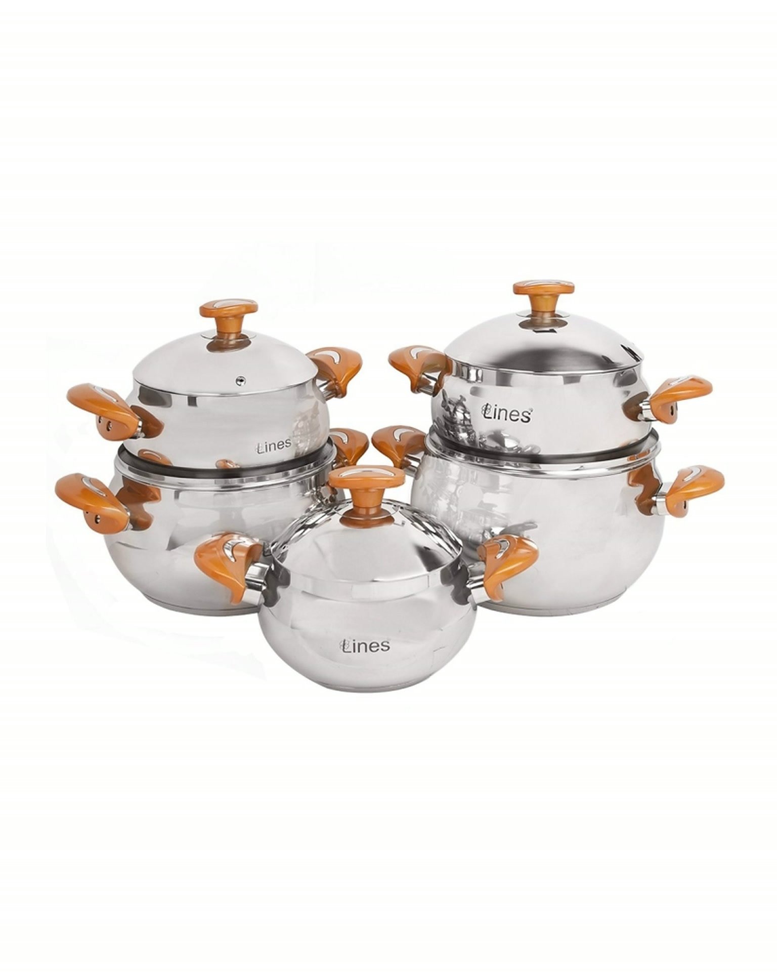 Batterie cuisine inox - Batterie de Cuisine Inox MARQUE Lines 10 Pièces DORE