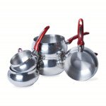 Ensemble de 5 Casseroles Inox 18/10 marque Lines rouge