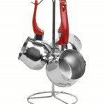 ZAZWA MARQUE LINES Set de 3 pots à lait Lines En INOX avec Support - ROUGE