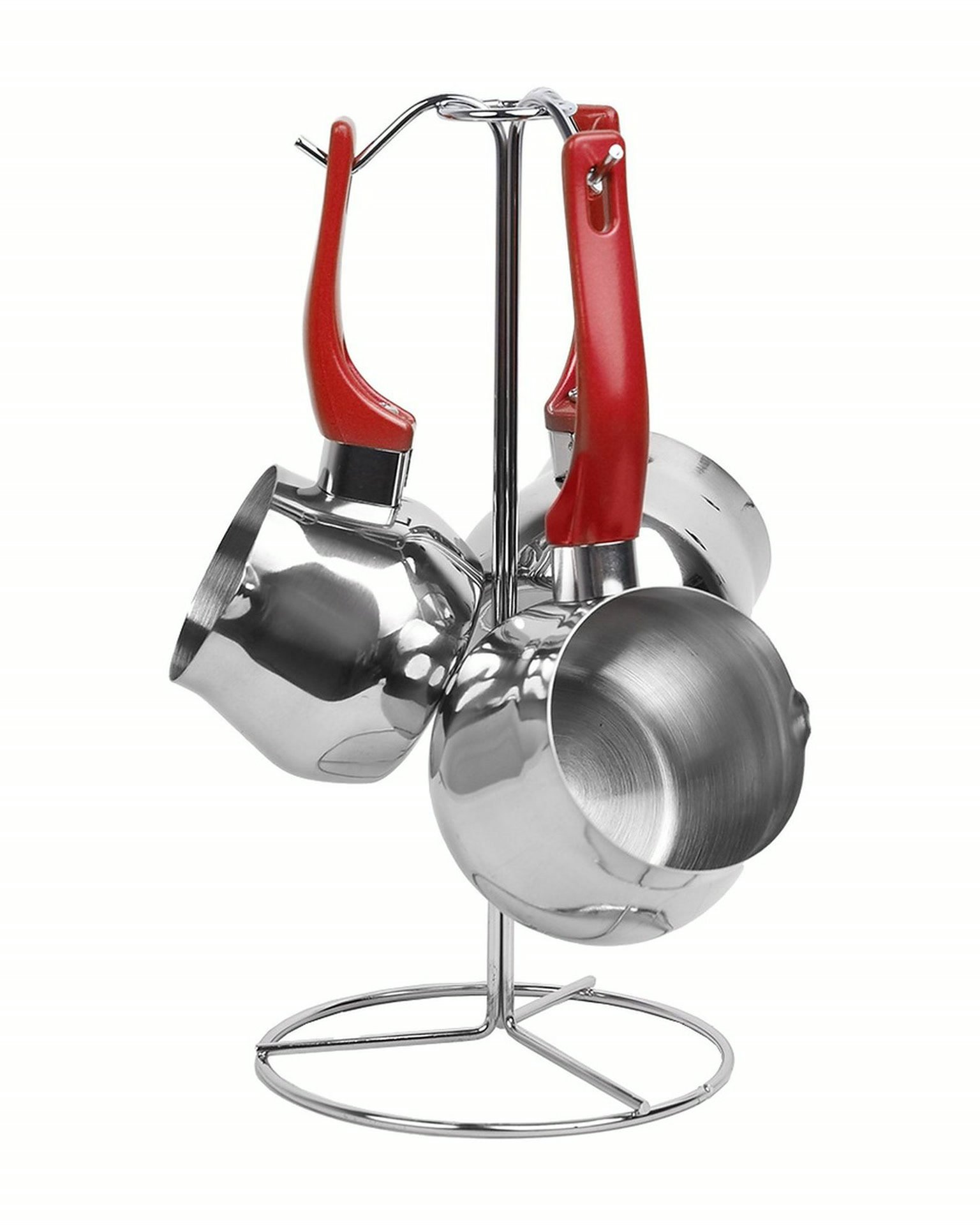 Zazwa inox rouge - ZAZWA MARQUE LINES Set de 3 pots à lait Lines En INOX avec Support