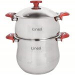 Couscoussier Inox 18/10 MARQUE Lines 8L Rouge