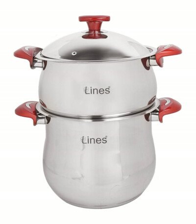 Couscoussier Inox 18/10 MARQUE Lines 8L Rouge