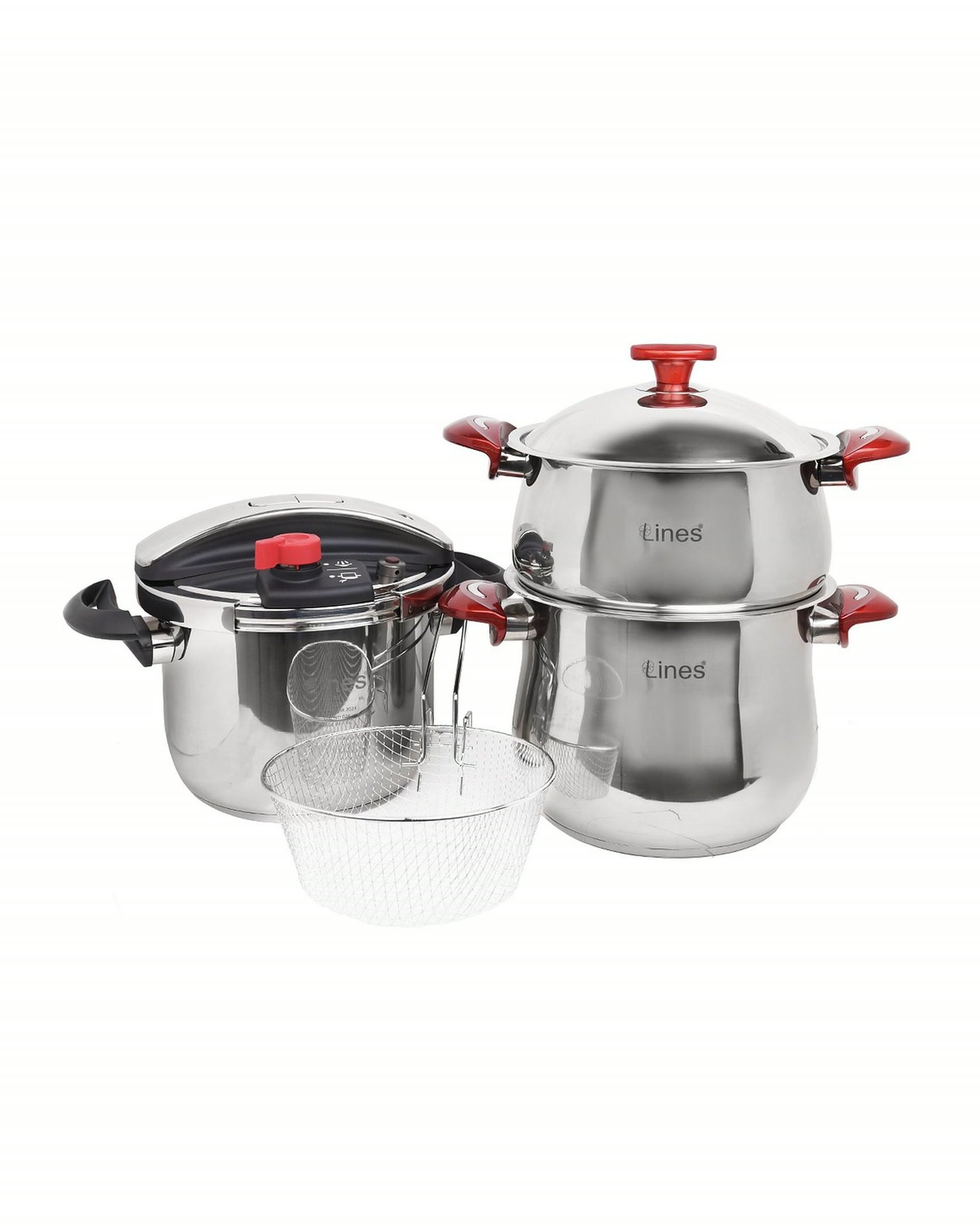 Ensemble cocotte couscoussier - Ensemble de 6 pièces Inox MARQUE Lines Cocotte 6 L et couscoussier 4