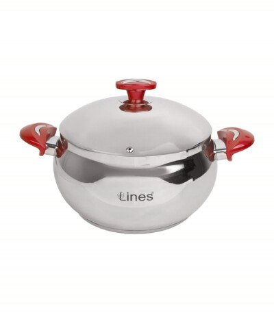 Marmite MARQUE lines 22 cm Inox 18/10 Rouge