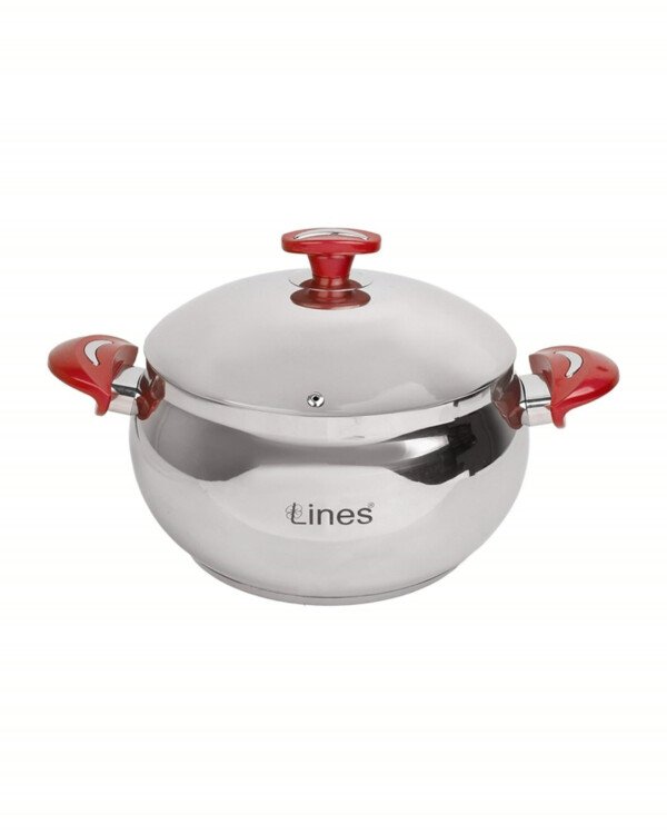 Marmite MARQUE lines 22 cm Inox 18/10 Rouge