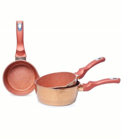 Set De 3 Casseroles Granite BAROLY ABMS1-1 - Effet Cuivre