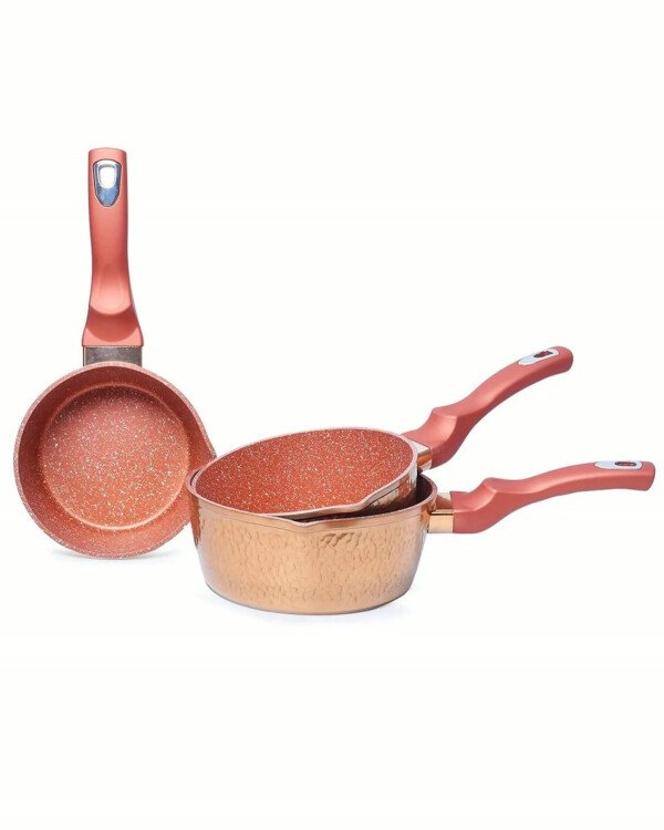 Set De 3 Casseroles Granite BAROLY ABMS1-1 - Effet Cuivre