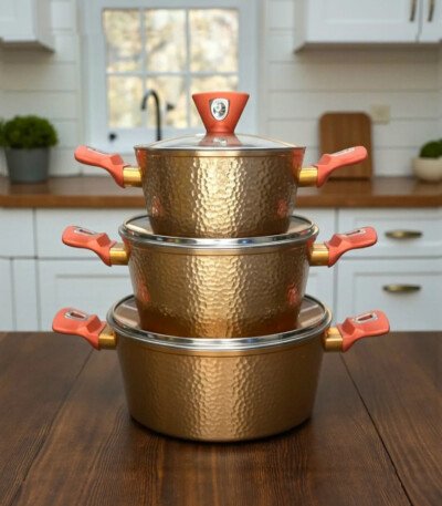 Batterie de Cuisine 6 Pièces en Granite Effet Cuivre - Baroly-6pc