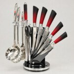 Set de couteaux 11 pièces en acier inoxydable 18/10 de la marque Bass - Rouge