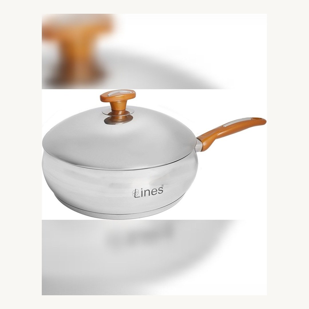 eKchwePGbpoCUzbs.jpg Sauteuse avec couvercle Inox Lines 26Cm DORE MARQUE LINES – Image 1