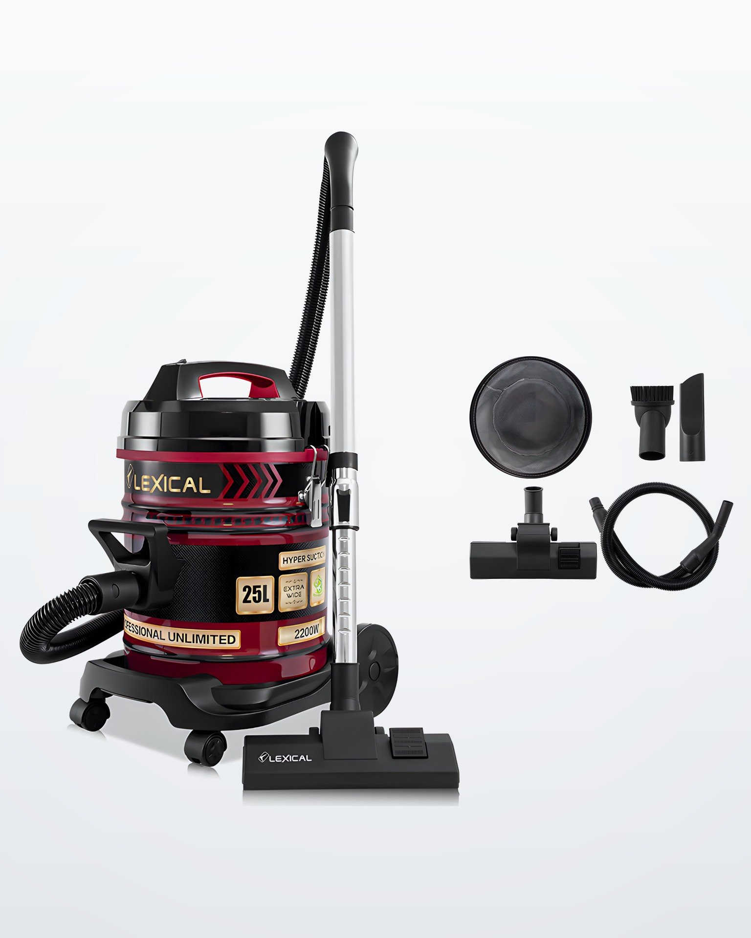electro-1590-site-hd Aspirateur tambour sans sac Lexical LVC-4002 - 2200W - 25L - Rouge – Image 1
