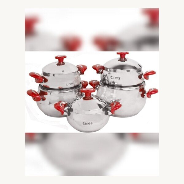 Batterie de Cuisine Inox MARQUE Lines 10 Pièces Rouge