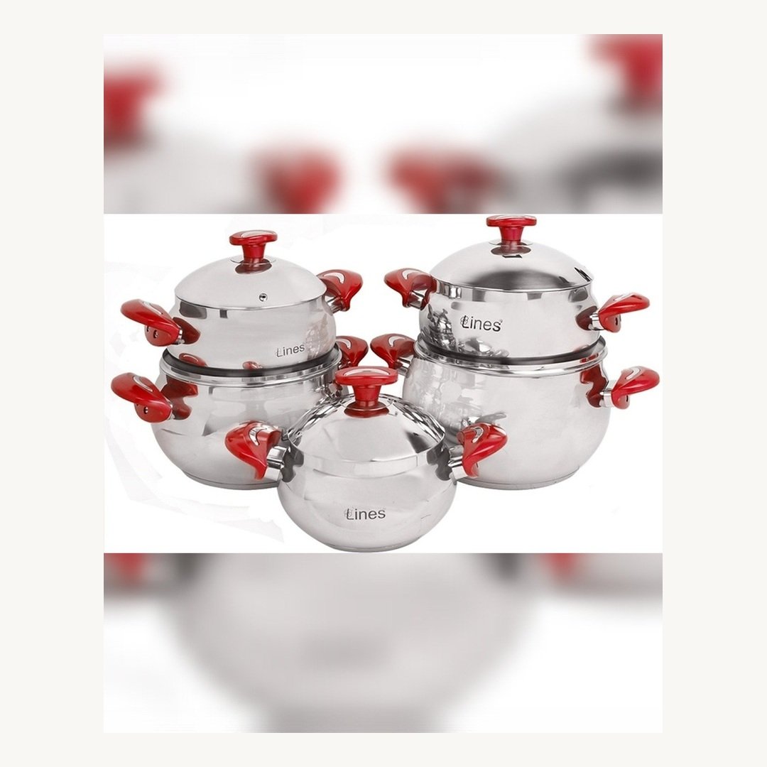 gZqLgRiZdZsilUsg.jpg Batterie de Cuisine Inox MARQUE Lines 10 Pièces Rouge – Image 1