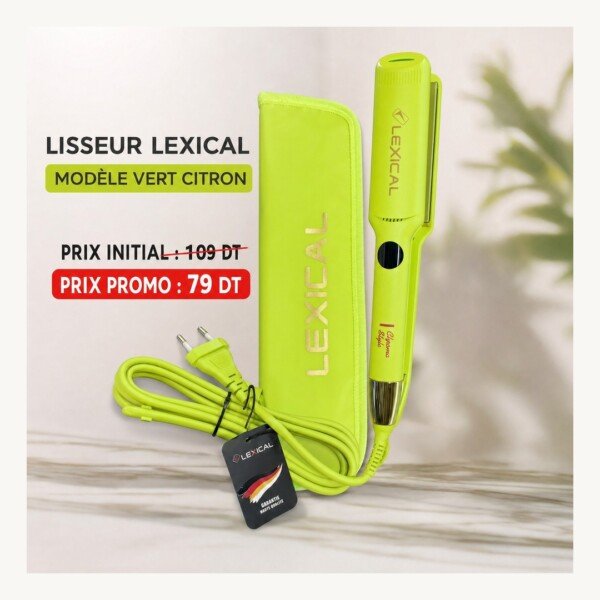 Lisseur à Cheveux Lexical LHS-5383-7 – Vert citron - Housse Assortie - Garantie 12 Mois
