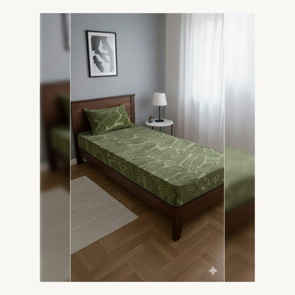 DRAP HOUSSE AVEC COUSSIN MARQUE ABM 1 place 160*230 VERT D'EAU