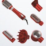 Brosse soufflante 6 en 1 Lexical LAS-5206 rouge et ses 6 embouts