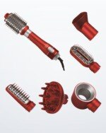 Brosse soufflante 6 en 1 Lexical LAS-5206 rouge et ses 6 embouts