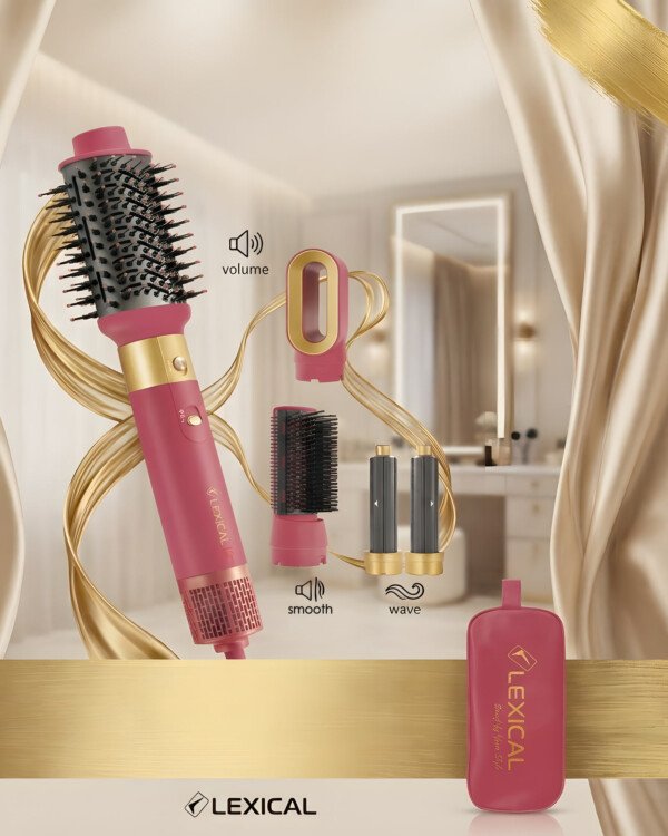 Air styler Lexical LAS-5210-11 fuchsia et ses accessoires