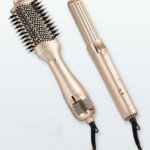 Coffret coiffure 2 en 1 Lexical LGW-5812-9 beige gold : brosse soufflante et fer à boucler